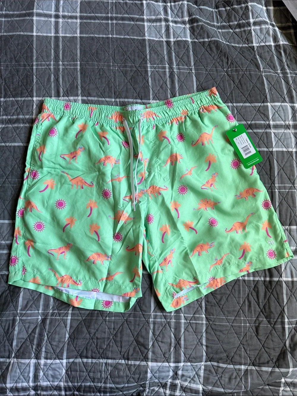 Tipsy Elves Dino Desert Swim Trunks NWT Ret $39.95 Green. Pink, Orange